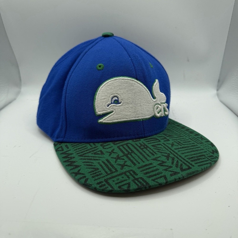Hartford Whalers Zephyr NHL Snapback Hat Cap Flat Brim Blue Green Retro Vintage
